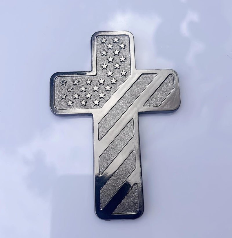 LWQLZY Cross Christian Car Emblem – Patriotic USA Flag Zinc Alloy 3D Badge with 3M Adhesive – Cross Decal for Car, Truck, Window, Door, Toolbox, or Home Decor (Black Nickel) - Image 4